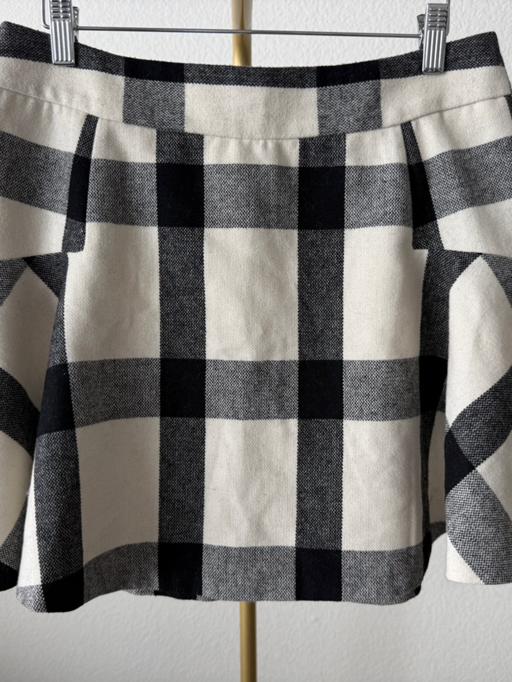 Banana Republic Black & White Plaid Skater Skirt